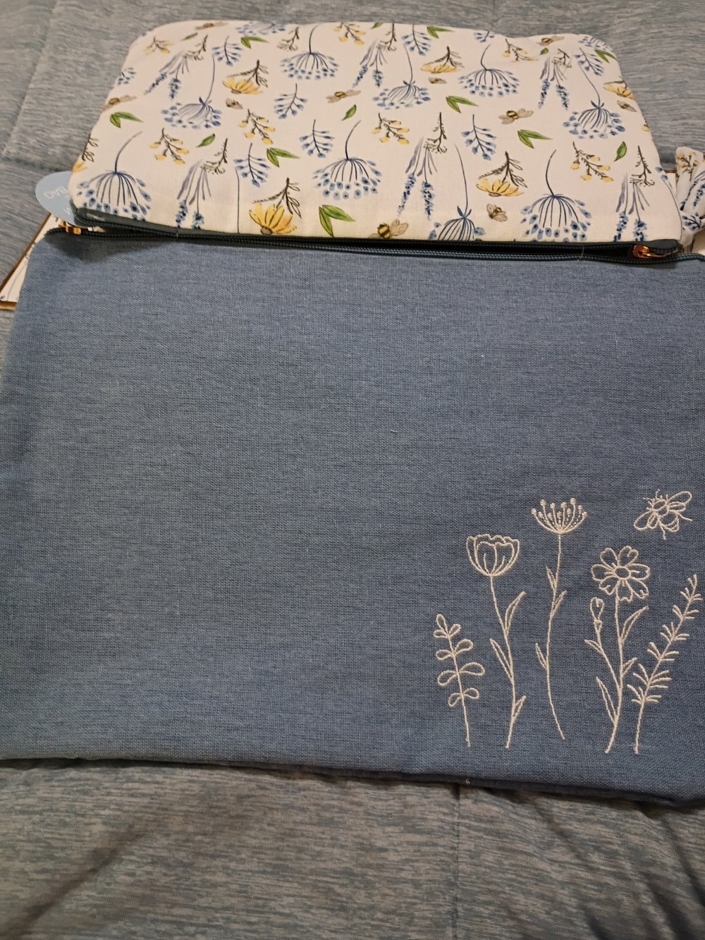 Wandering Moon Blue Floral Travel Pouches - Set of 3 - Picture 5 of 8